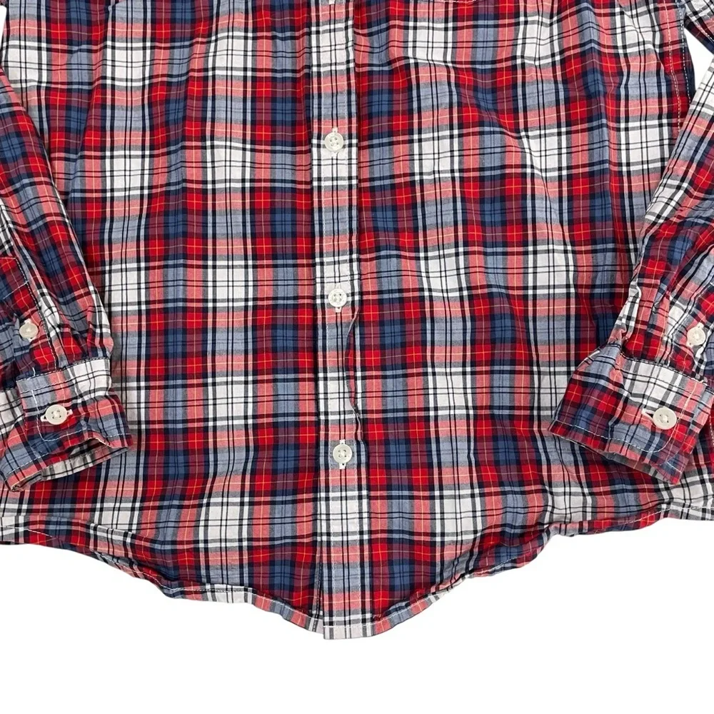 Janie and Jack Maroon Tartan‎ Poplin Button-Up Shirt